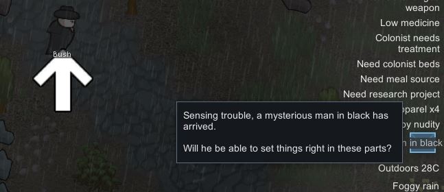 Man in black joins event in Rimworld