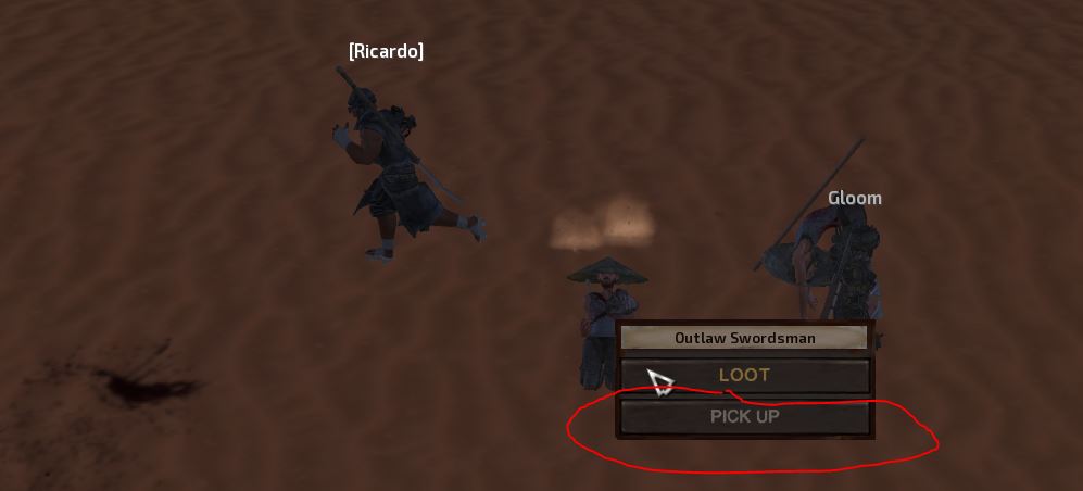 Pick up a bounty in Kenshi using the right-click menu