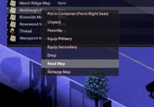 Using the Muldraugh map menu in Project Zomboid