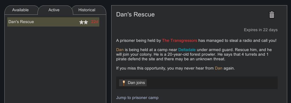 Rescue a prisoner in Rimworld
