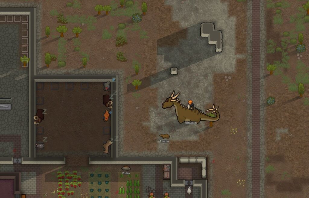 riding a krayt dragon in rimworld with star wars and giddy up mod