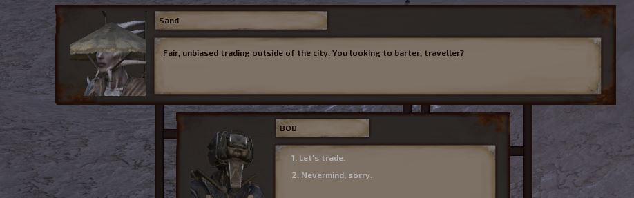 Trading for food in Kenshi