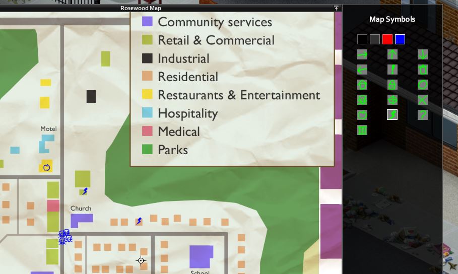Marking areas on the map of Rosewood - Project zomboid