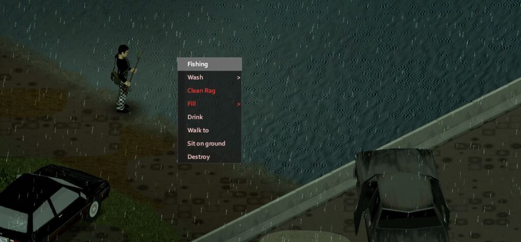 How to fish in Project Zomboid with right click menu