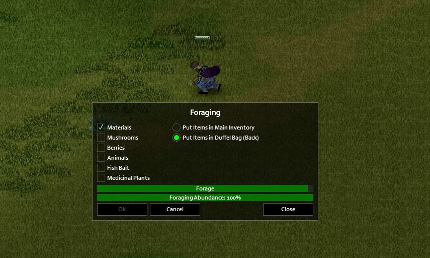 Foraging in Project Zomboid to get an axe