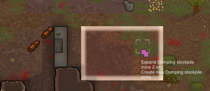 Creating a dumping stockpile zone next to a butcher table - Rimworld