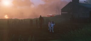 Taming wolves in valheim sunset screenshot