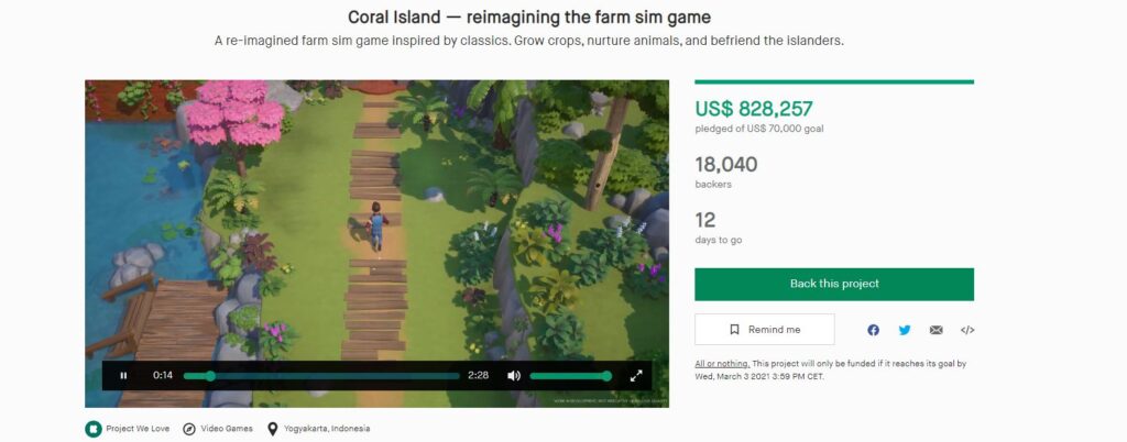 Coral island Kickstarter banner image