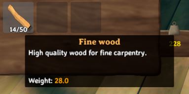 In-game description for Fine Wood in Valheim