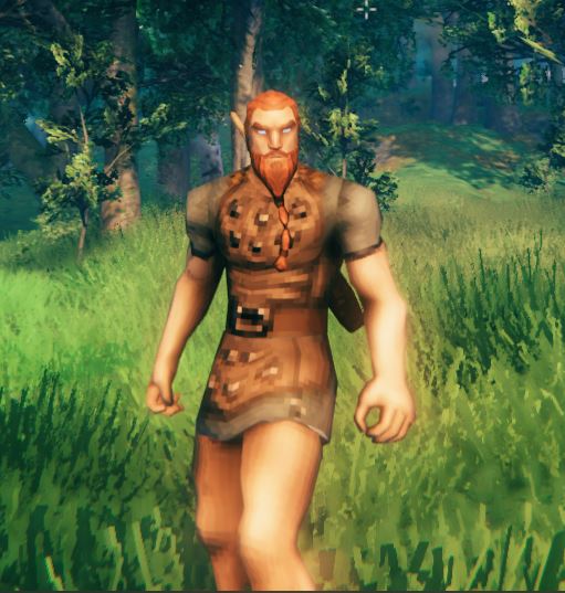 Showing off the leather tunic in Valheim