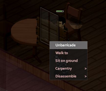 Taking down a Barricade in Project Zomboid so it can be placed on a different part of the base