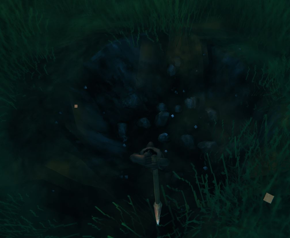 Digging a hole in the ground in Valheim