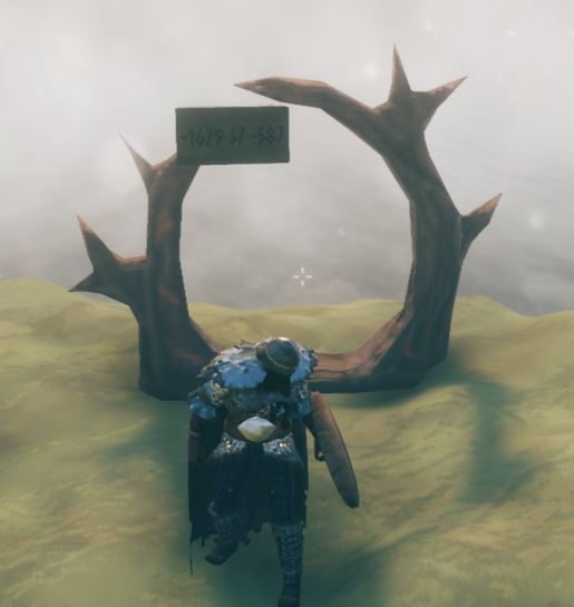 The coordinates for the destination portal can be written on a sign and stuck onto the portal in valheim to teleport