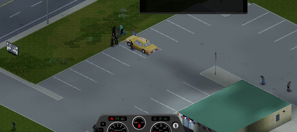 Showing a taxu vehicle within project zomboid