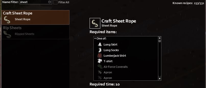 how to place sheet rope zomboid