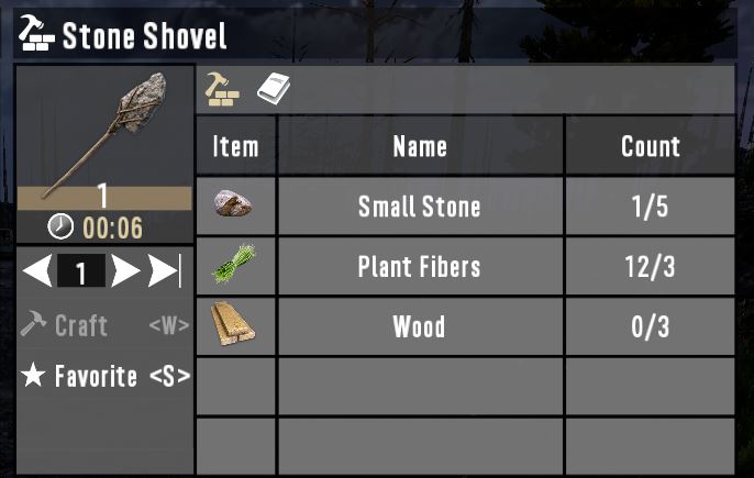 Crafting a stone shovel to dig for clay in 7 days to die