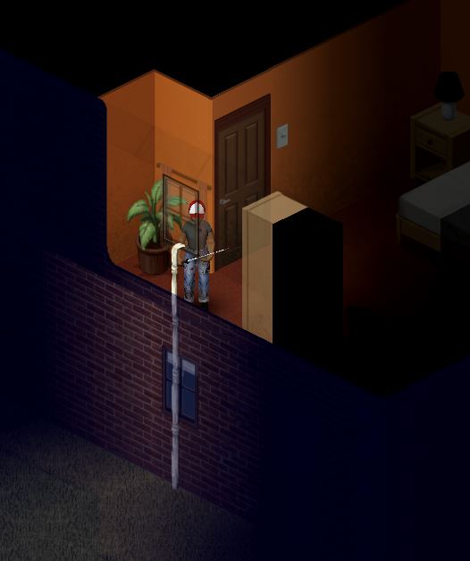 The sheet rope attached to a building in project zomboid