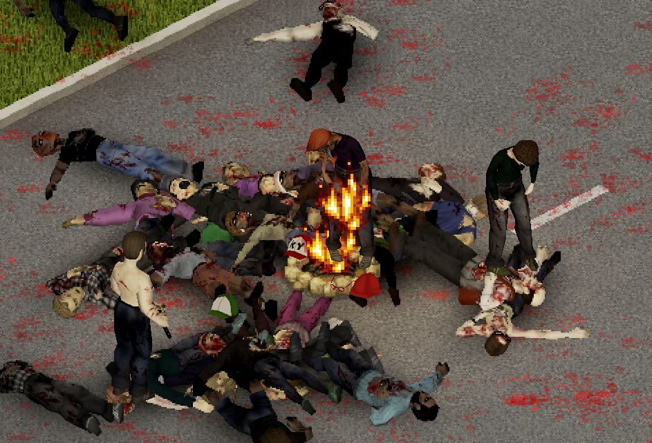 Burning zombies in project zomboid to remove the corpses