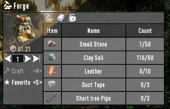 Crafting a forge using in 7 days to die
