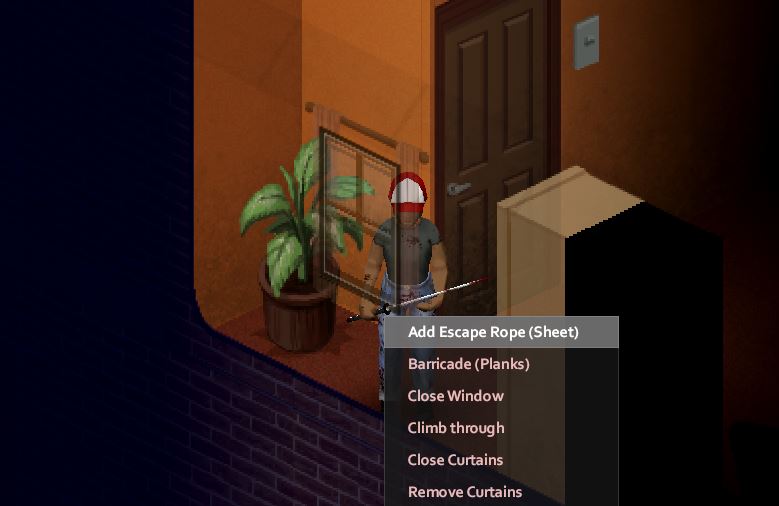 Showing the option to add an escape rope to a window in Project Zomboid