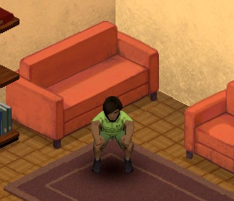 Squats exercise in-game in Project Zomboid