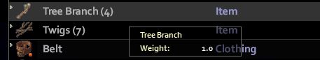 the tree branch item in the players' inventory in Project Zomboid