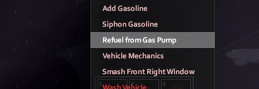 Filling a car with gas in Project Zomboid