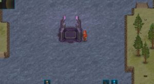 A player standing next to a teleporter in Cryofall