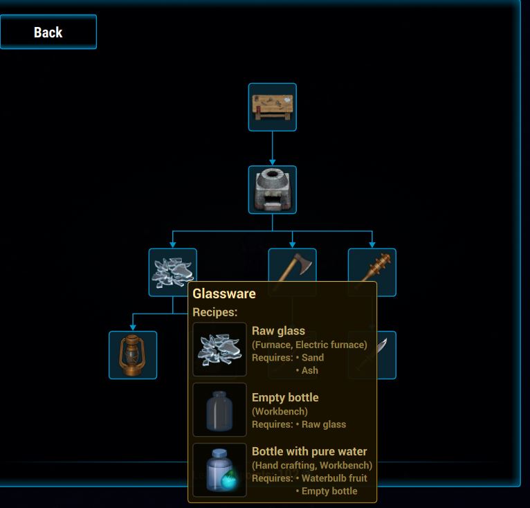 Researching how to craft bottles in Cryofall