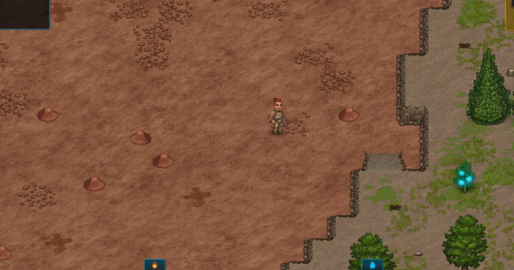 A player standing in a pit of clay in Cryofall
