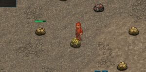A player standing next to some copper ore deposits in Cryofall