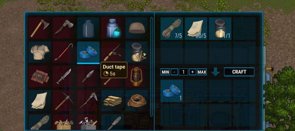 Crafting duct tape to repair weapons and armor in Cryofall