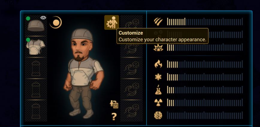Finding the character customization menu in the Cryofall inventory menu