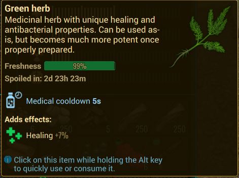 The in-game description for the green herb in Cryofall