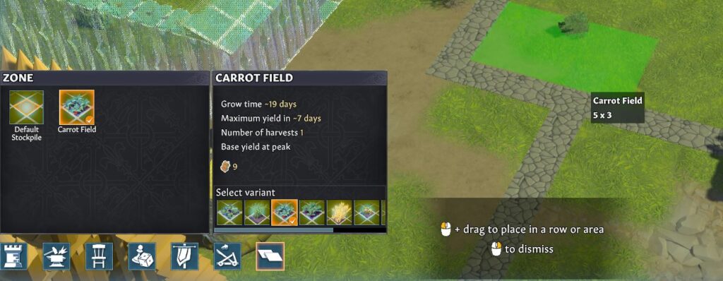 Growing a carrot zone in Going Medieval