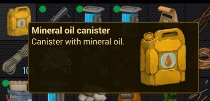 The in-game description for mineral oil canister from cryofall