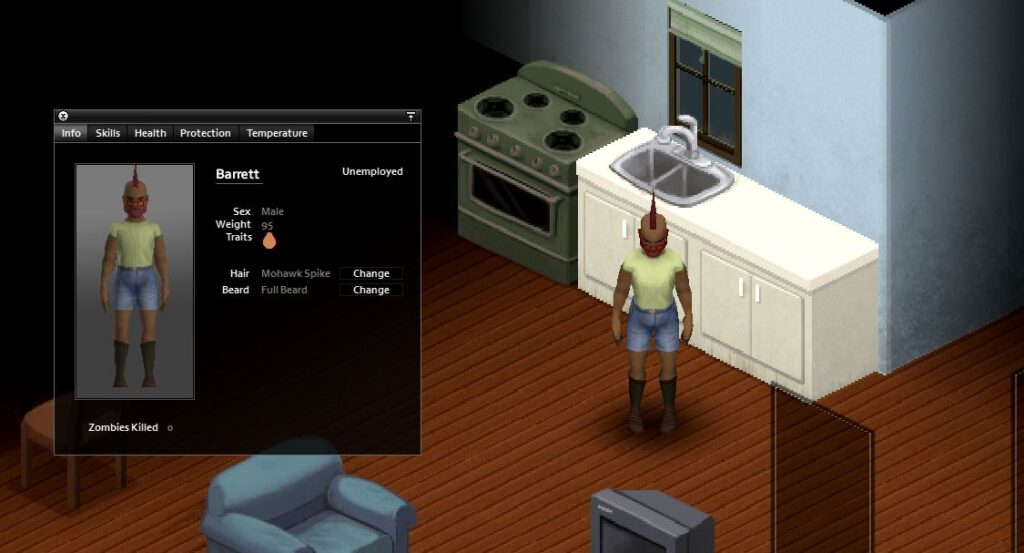 An overweight character in Project Zomboid build 41