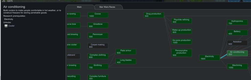 Researching how to build an air conditioner in Rimworld to make a fridge