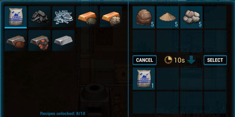 Crafting cement using clay in Cryofall