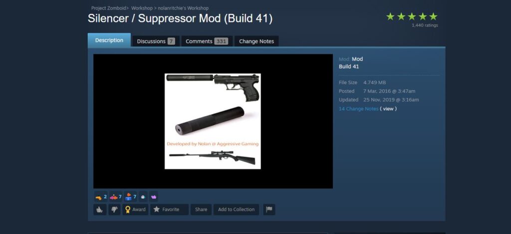 Adding suppressors to Project Zomboid with the silencer mod
