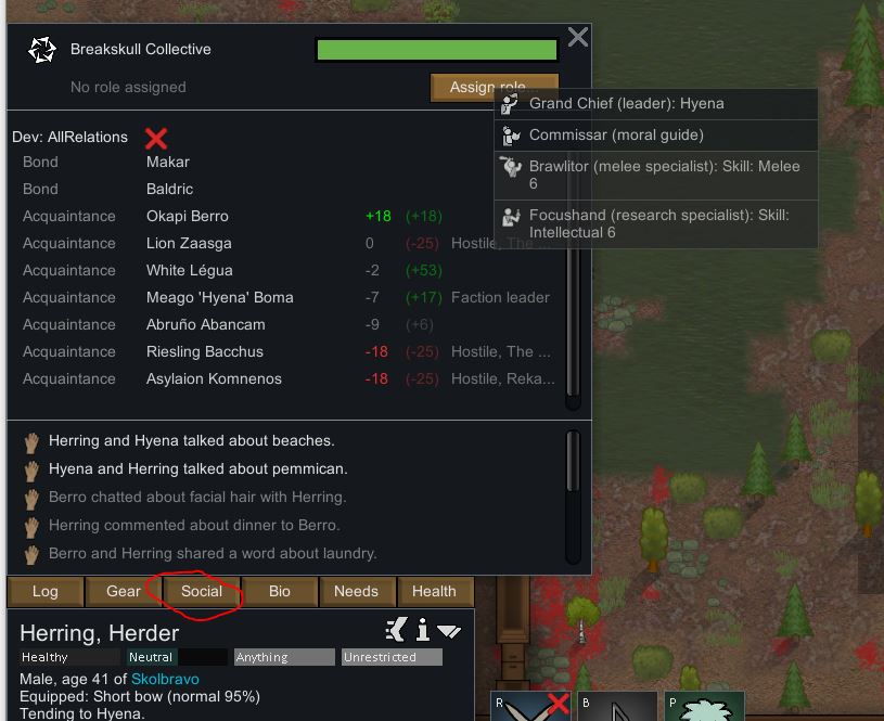 An image showing how to assign a social role to a colonist in Game in Rimworld Ideology