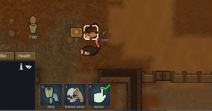 Extracting a skull in RImworld Ideology