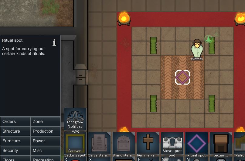 Creating a ritual spot in RImworld