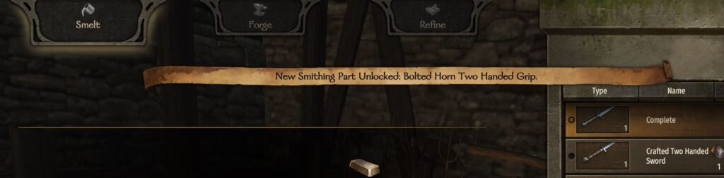 Unlocking new smithing parts in Mount and Blade Bannerlord
