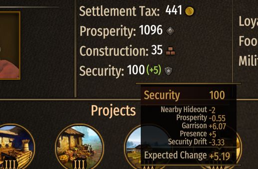 Increasing the security level of a fief will increase loyalty in bannerlord