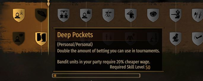 the deep pockets perk in bannerlord which lets you double your tournament bets