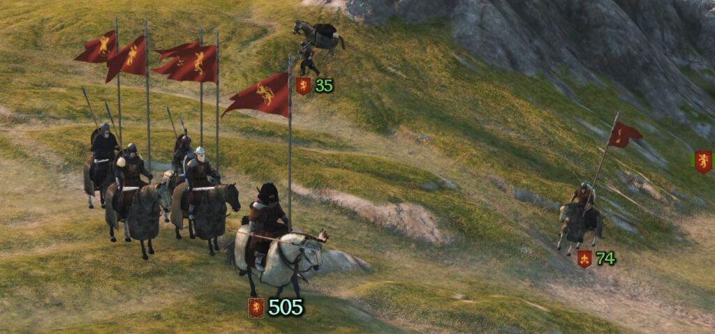 A captain in mount and blade bannerlord leading an army across the map screen