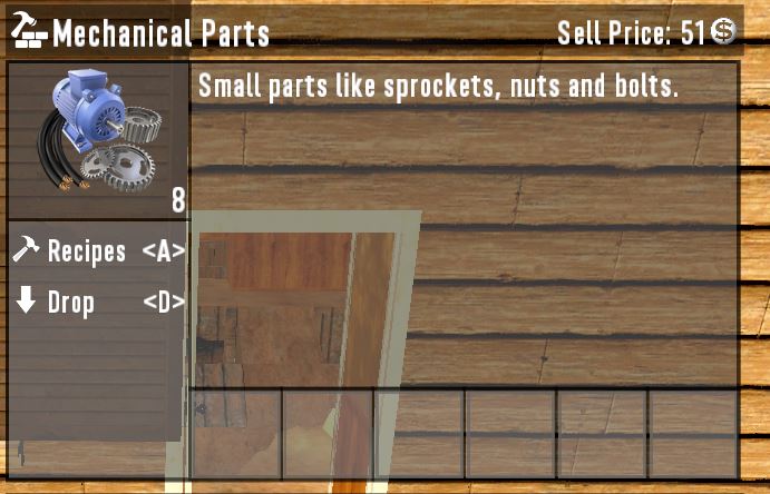 the in-game description for Mechanical parts in 7 Days to Die
