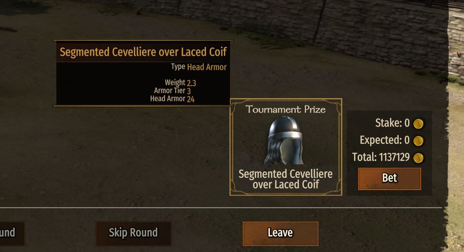 Showing a helmet as a tournament prize in mount and blade bannerlord