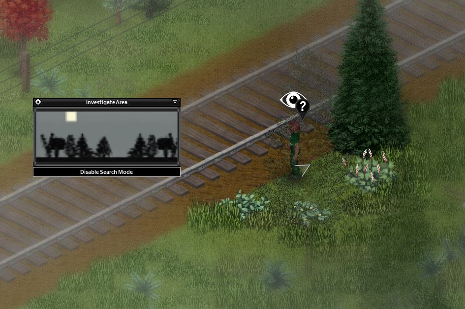Showing the eye icon in project zomboid when foraging with the new investigate area system